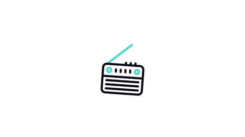 Flat Design Radio Music Notes Animation