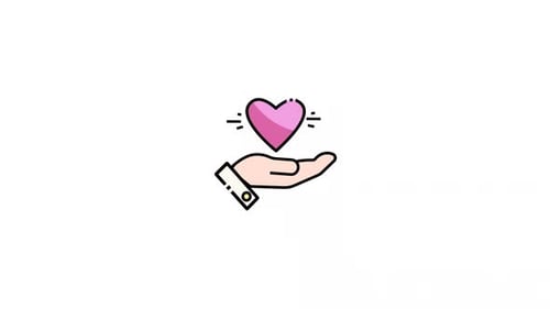 Modern Hand Giving Heart Icon Animation