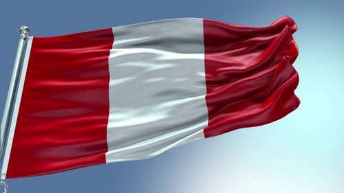 Realistic Peruvian Flag Waving in Wind
