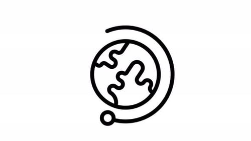 Minimalist Globe Icon with Orbiting Connection Animation