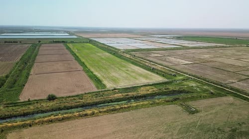 Aerial View of Rural Farmland and Agriculture Plots