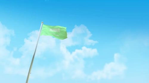 Saudi Arabia Flag Flying with Military Jets