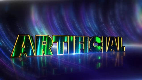 Artificial Futuristic Neon Text On Cybernetic Canvas