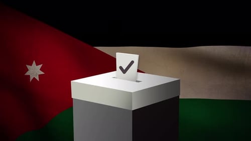 Casting vote into the ballot box during Jordan election