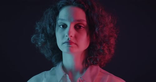 Dramatic Portrait with Red and Blue Lighting