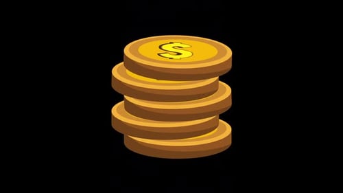Animation de chute d'une pièce d'un dollar HD sur Alpha
