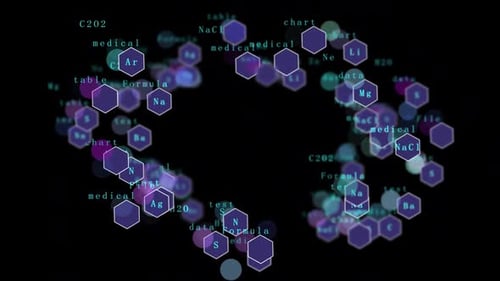 Oval Frame with Hexagons and Chemical Formulas with Transparent Background