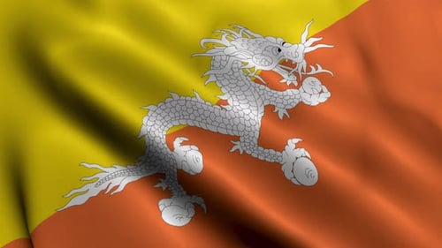 Drapeau du Bhoutan. Illustration 3D de la texture satinée du tissu ondulé du Bhoutan
.
