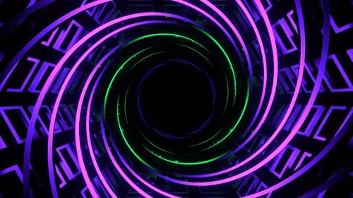 Purple And Turquoise Neon Spiral In Hexagonal Lattice Background Vj Loop In 4K