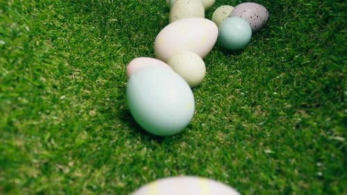 Easter Eggs Falling Down in the Meadow Tunnel