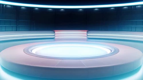 podium Futuristic showcase with platform for product displaying. Empty modern stage display