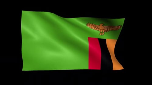 Waving Zambia Flag Animation with Alpha Channel