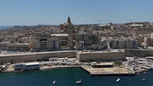 Aerial View of Valletta's Historic Skyline and Coastline