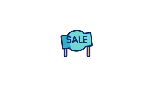 Animated Sale Sign Flat Design Pop Up