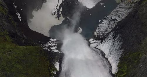 aerial view on Haifoss waterfalls