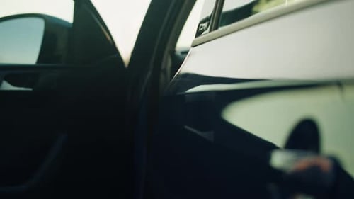 Man Driver Using Car Vehicle and Personal Transport Car Sharing Concept Guy Driving Traveling By