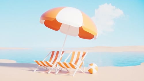 Beach chairs with cartoon style