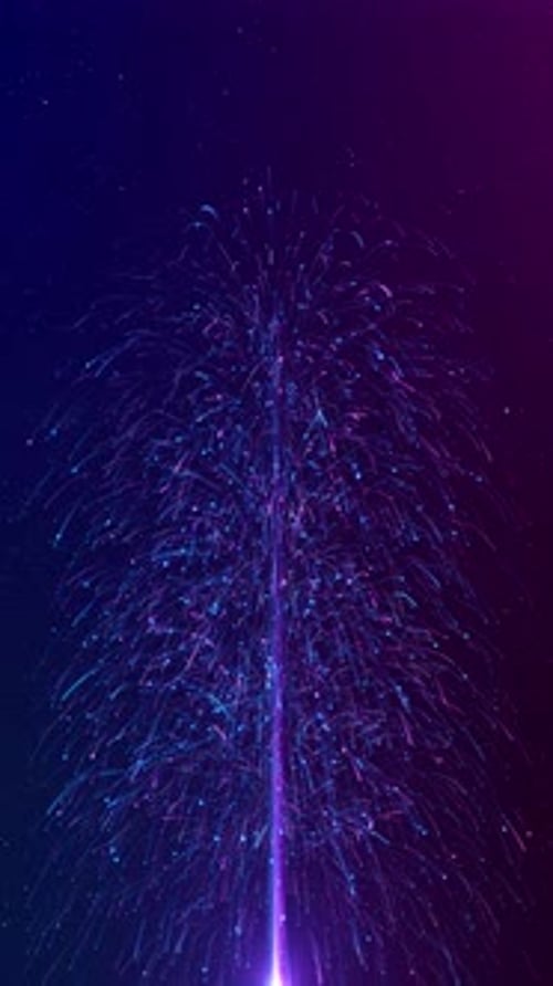Firework Fountain Light Explosion Streaks Sparkling Firework Fountain Cosmic Gradient Sky Energetic