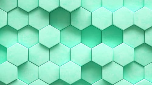 Abstract Background of Pulsing Blue Hexagons in Wall