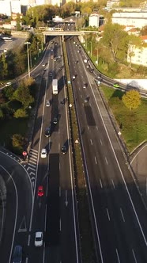Aerial View City Traffic Vertical Video 09