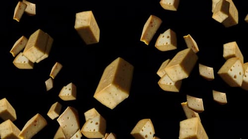 Falling Cheese Pieces with Alpha Channel