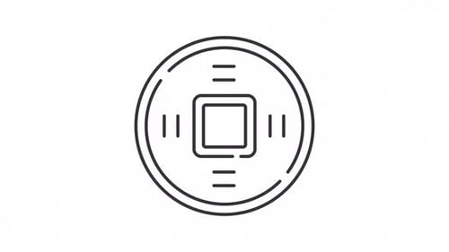 Animated ancient Chinese coins line icon