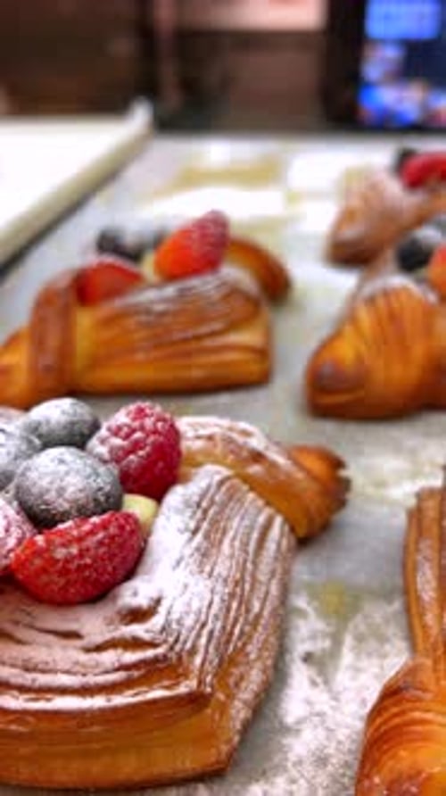 Fresh Berry Pastries Panning Shot
