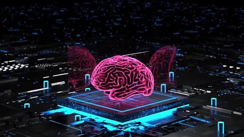 Futuristic Digital Brain with Glowing Circuit Board