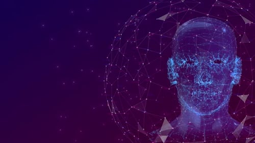 Digital Human Head Wireframe with Abstract Plexus Network