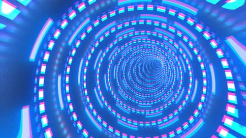 Abstract futuristic blue hi-tech tunnel from energy circles and magic lines background
