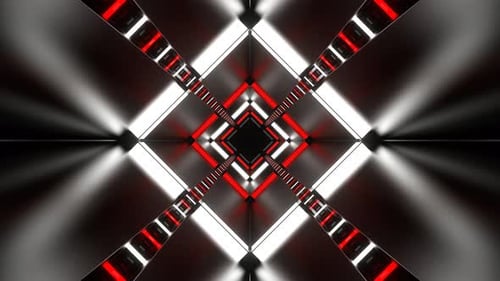 Red And White Pulsing Neon Lamp Tunnel Background Vj Loop In 4K