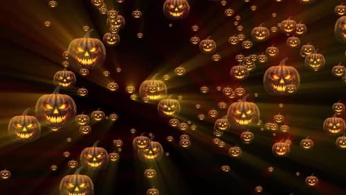 Flying Glowing Halloween Jack-o'-Lanterns Loop