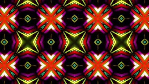 Dynamic Glowing Kaleidoscope Pattern Background Loop