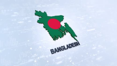 3D Map of Bangladesh with Flag Animation