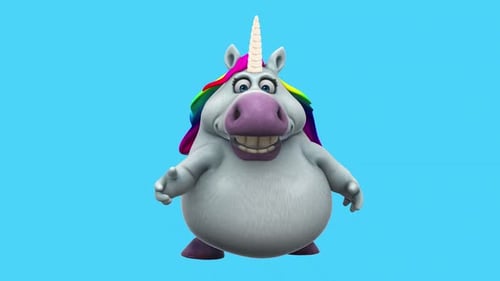 Fun 3D cartoon unicorn talking (with alpha channel)