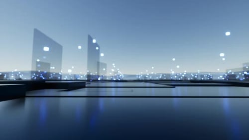 Abstract Futuristic Tech Background with Flowing Digital Data