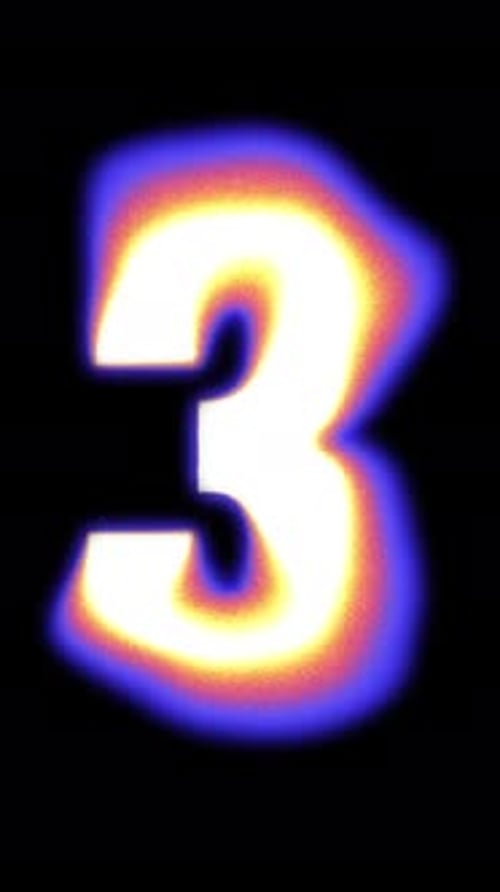 Glowing Neon Digital Countdown with Noise Effect