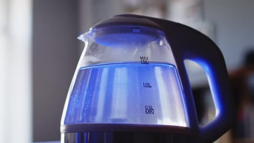 Electric Kettle Boiling Water Close Up