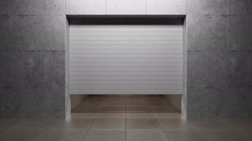 Automatic garage door opening, revealing empty space