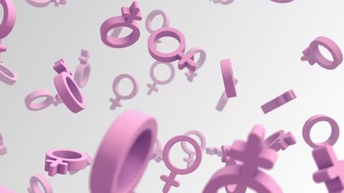 Floating Pink Female Gender Symbols Animation