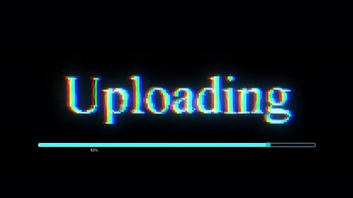 Uploading Text Animation with Glitch Effect and Progress Bar