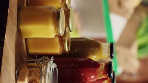 Various Breakfast Foods Piled Up in Glass Jars