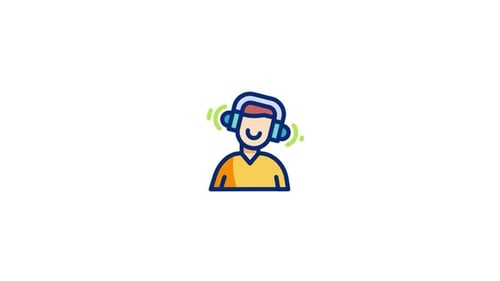 Animated Icon of Person Listening to Music with Headphones