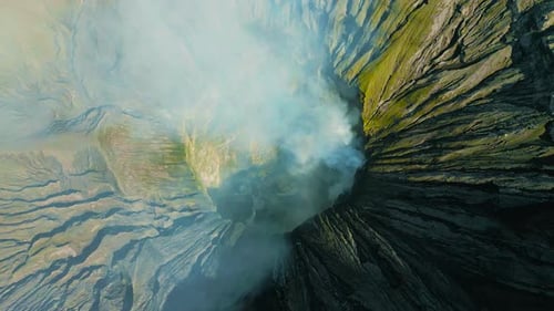 Dramatic View Inside the Crater and Caldera of Mount Gunung Bromo an Active Somma Volcano Bromo