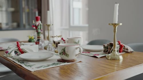 Festive Christmas Table Setting with Decorations