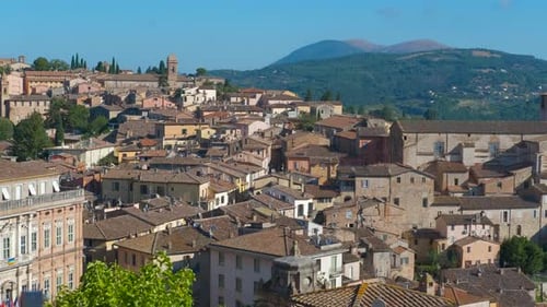 Italian Hillside Townscape in Bright Daylight