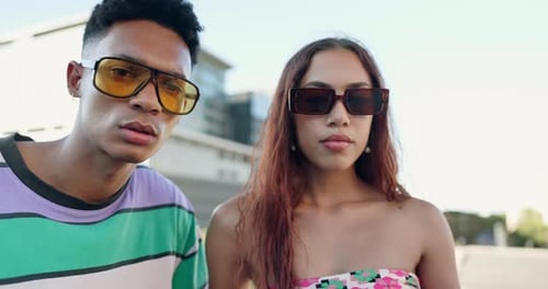 Stylish Young Adults Posing in an Urban Setting