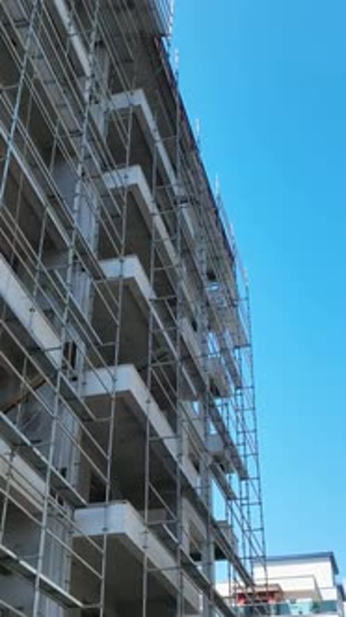 Vertical Video Aerial View Construction Site Work on Site