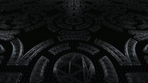 Background with Motion over Black Wireframes of Figures, Shapes, Exclusive, 3D Render, Reflection