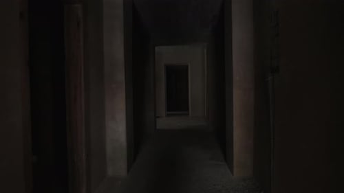 Dark, Creepy Hallway in Abandoned Building